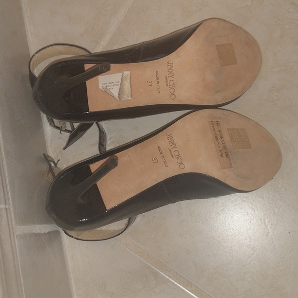 Jimmy Choo Henna 100 Sparkly Patent Bordeaux Heels 37/6.5 - Picture 16 of 16